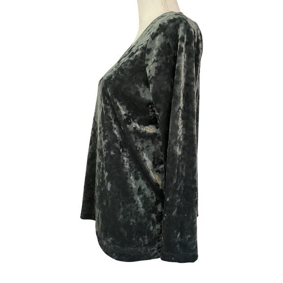 J Jill Womens Velour Velvet Pullover Top Blouse Size SP Forest Green Whimsigoth - Picture 2 of 8
